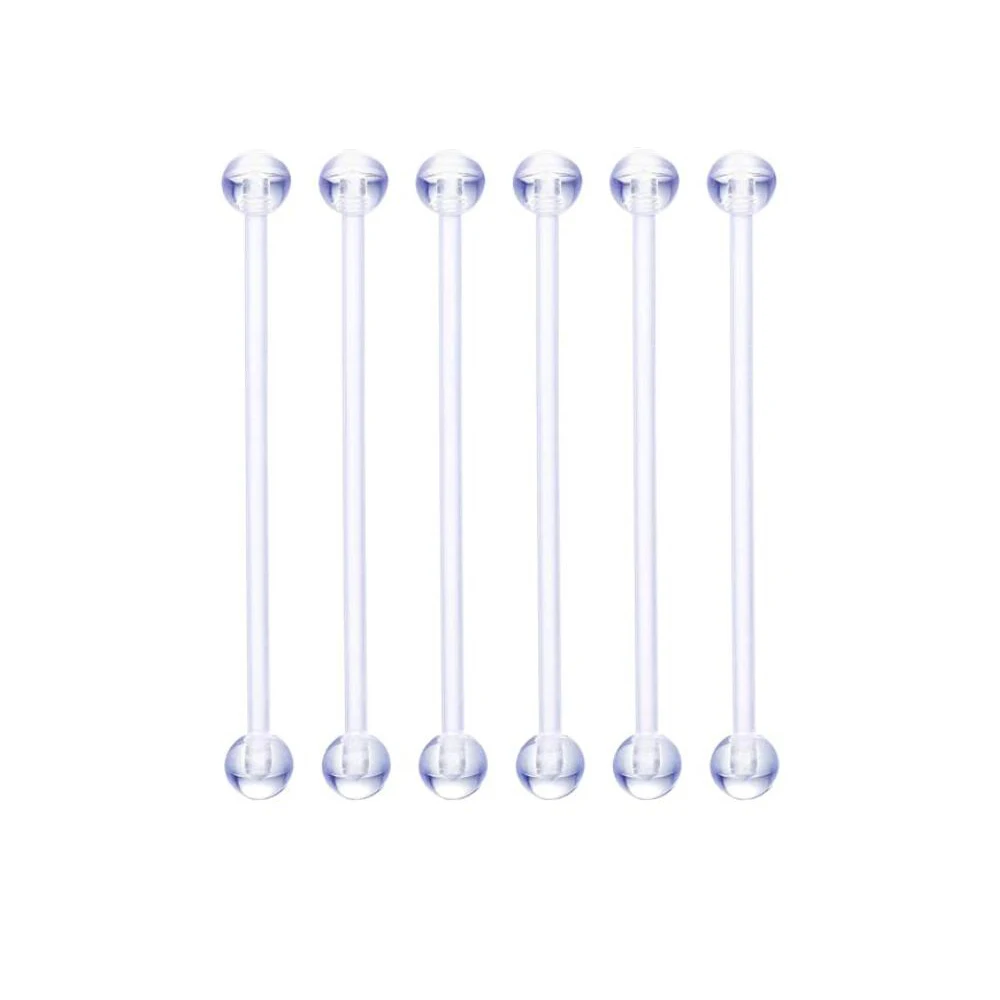 Wholesales 100pcs Piercing Tongue Barbell Ladies Simple Nose Ring Retainer Stud Clear Transparent For Women Body Jewelry Bioflex