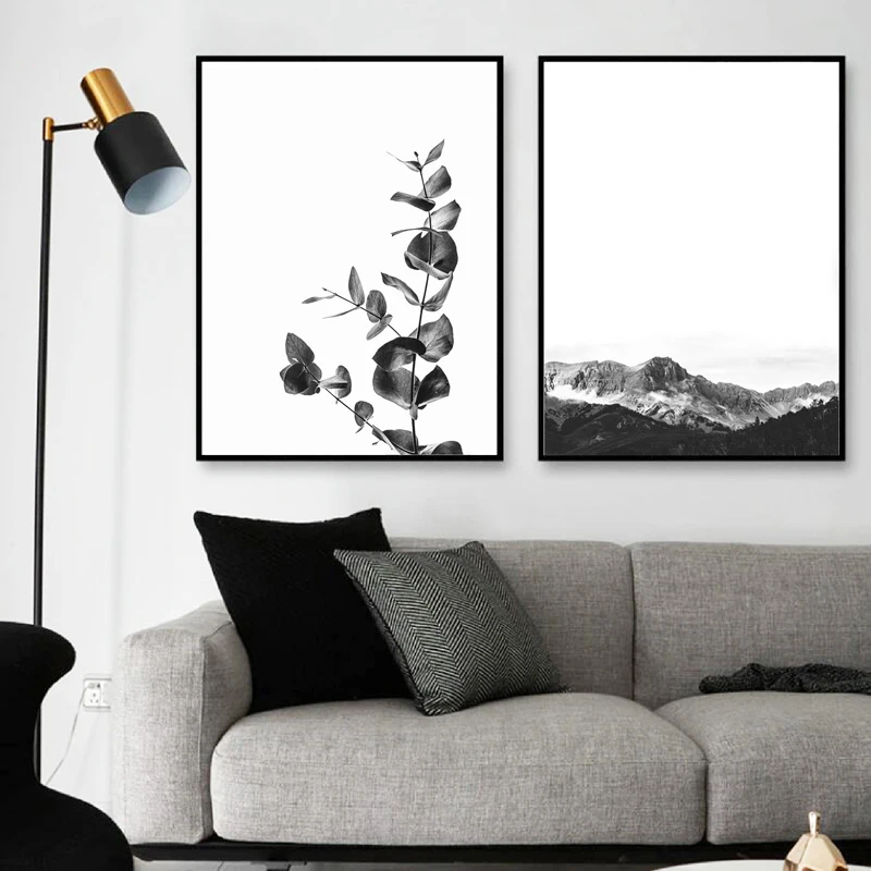 

Australian Eucalyptus Leaf Black White Photo Poster Mountain Natural Scenery Canvas Painting Prints Living Room Wall Art Decor