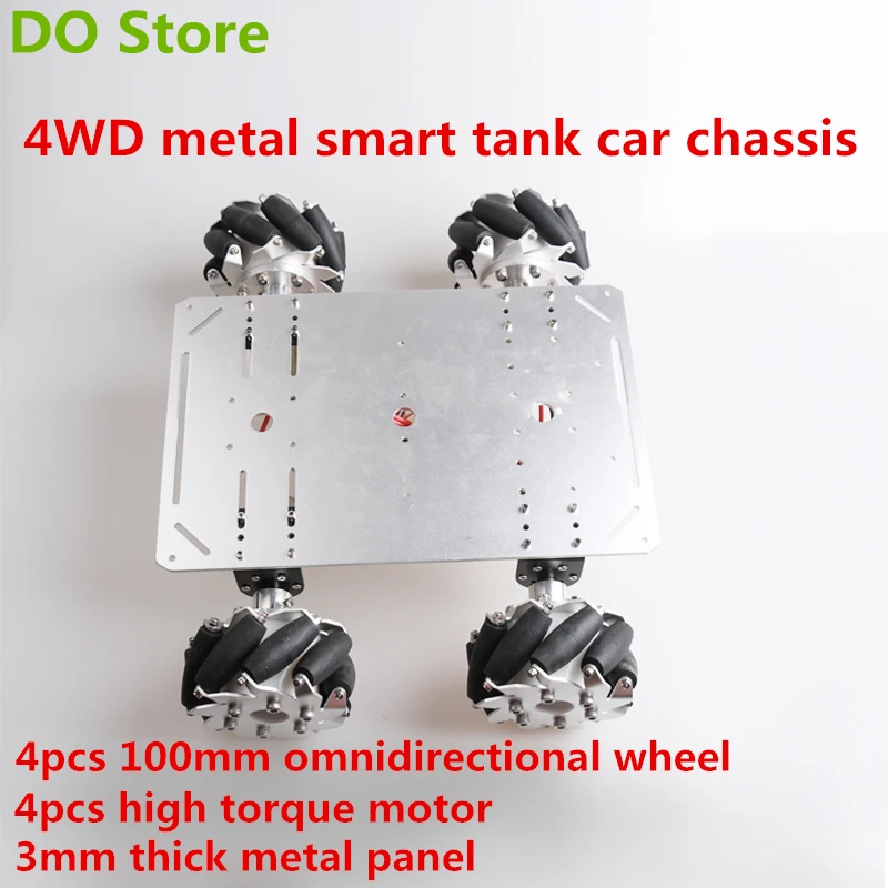 

DO Store 100mm Mecanum Omnidirectional Wheel 4WD Metal Robot Tank Car Chassis Kit 37GB-520 Motor 20kg Load STM32 Drift DIY Toy