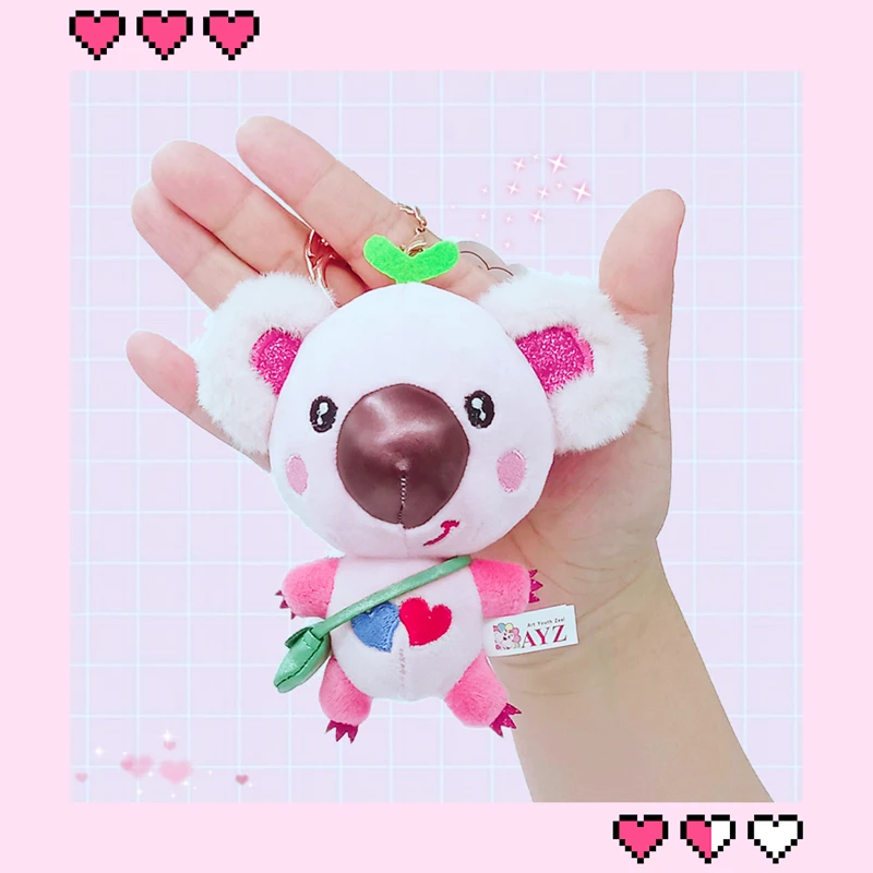 

13cm Mini Koala Pendant Plush Toy Cute Stuffed Animal Koala Doll with Backpack Sling Bag Decor Pink Gray Plush Pendant Key Ring