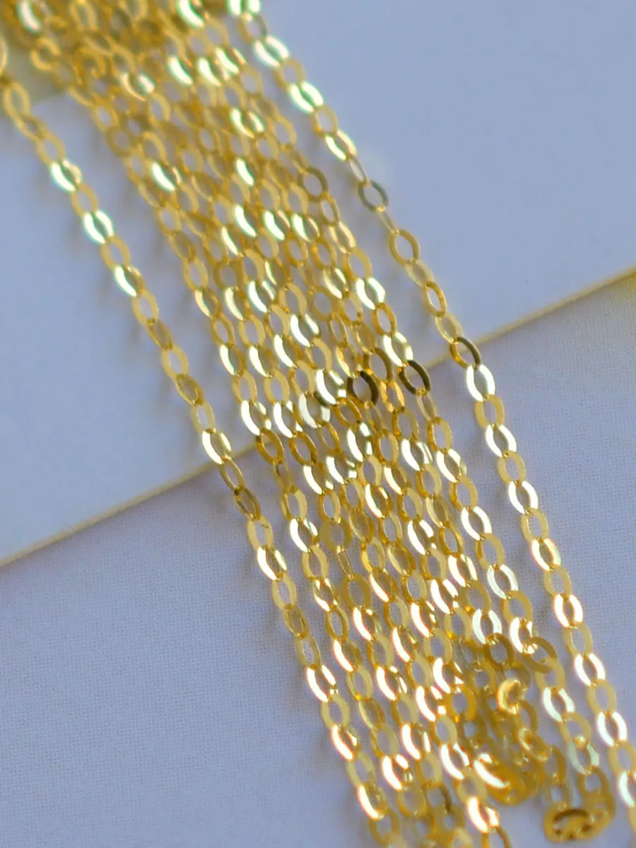 [ NYMPH] Wider Genuine 18K Yellow Gold Chain Gold Necklace 45cm Best Gift For Women [D206]