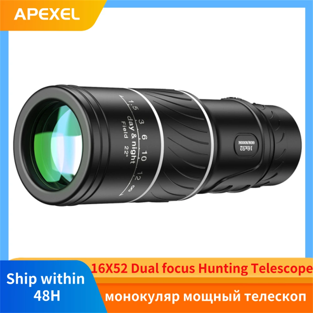 APEXEL Powerful Monocular Telescope 16x52 Long range HD Spotting Scope