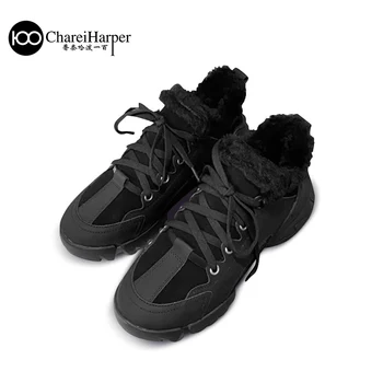 

French white shoes for women 2021 new winter Wool sneaker versatile Woolly shoes single shoes real leather shoes sport leisure