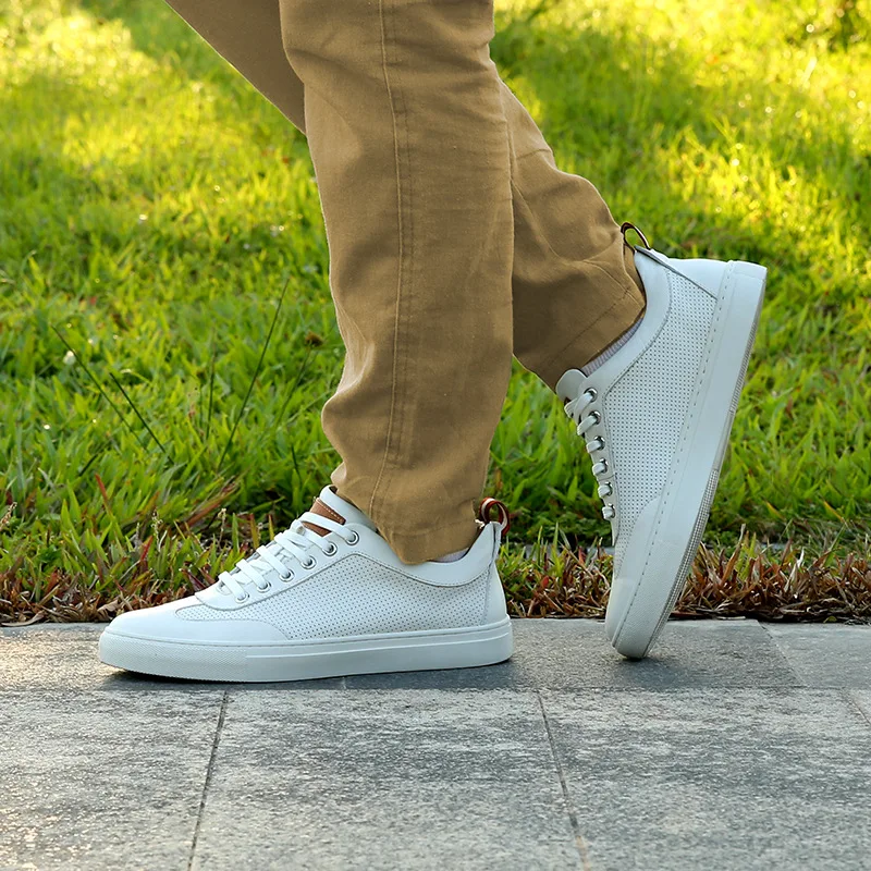 

White Shoes Men's 2019 Ozhouzhan Spring And Autumn New Style Genuine Leather Full-grain Leather Shoes Men's
