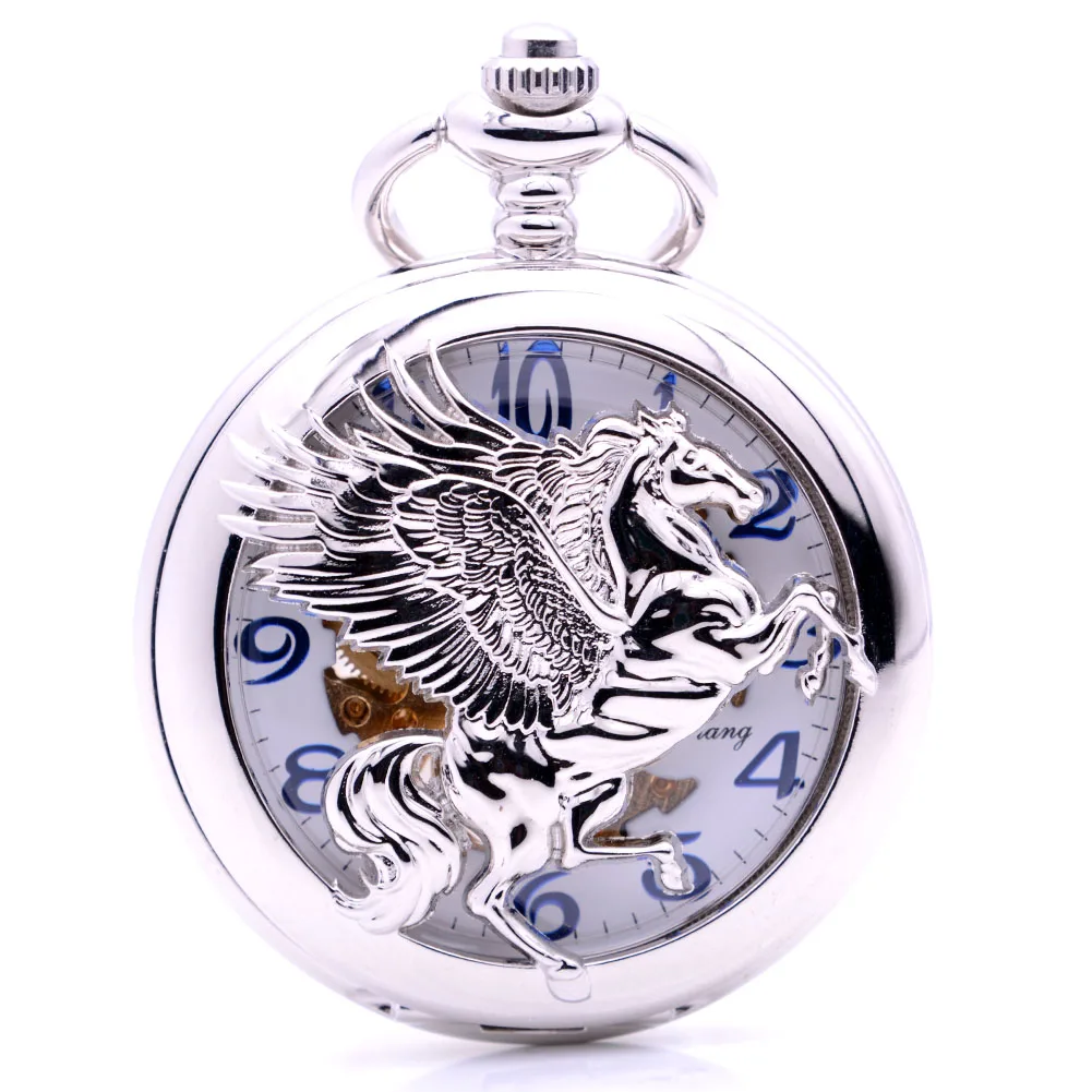 Дропшиппинг антикварные Pegasus Fly Horse мужские ручные механические карманные часы скелетные шестерни женские арабские Dial Relogio de bolso