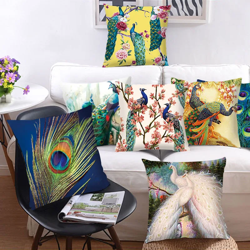 Peacock Printing Pillows Decor Home Decorative Car Sofa Cushion Cover Bed Pillowcase Animal | Дом и сад