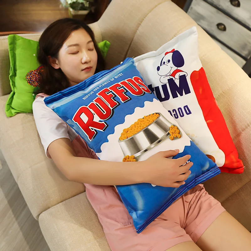 Comida de Cachorro Criativo Realista Petiscos Pelúcia Travesseiro Simulação Gato Batatas Fritas Biscoito Lifelike Comida Snack Coxim Plushie Adereços Presente 5 comida snack coxim plushie adereços presente