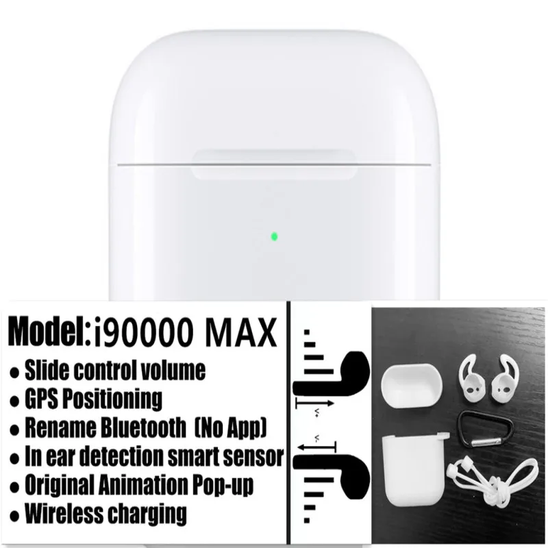 Новинка i90000 Max TWS Arie 2 Наушники-вкладыши сенсор беспроводные наушники 8D супер бас Bluetooth 5,0 наушники i30000 tws pk h1 чип i5000 i9000 iphone headphones muziek oortjes draadloze bluetooth oortelefoon - Цвет: tws add white kits