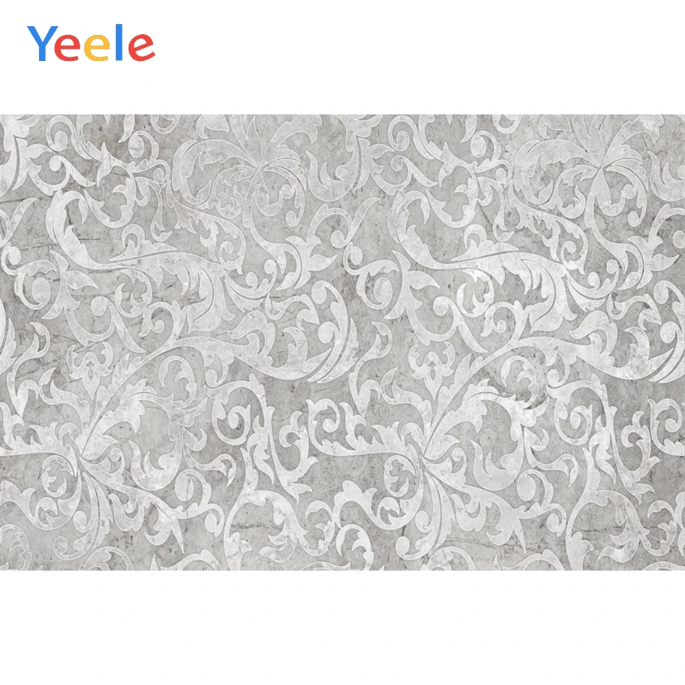 

Yeele Grunge Gray Old Vintage Flower Pattern Wall Party Home Decor Photo Backdrop Photography Background Photo Studio Photophone