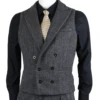 2021 Double breasted Vest For Men Grey Vintage vestido men Formal Notch Lapel suits Waistcoat For Wedding XS-5XL 1