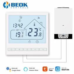 Beok Tuya Wifi Thermostat for Gas Boiler Heating Smart Room Temperature Controller Programmable Works with Alexa Alice Google