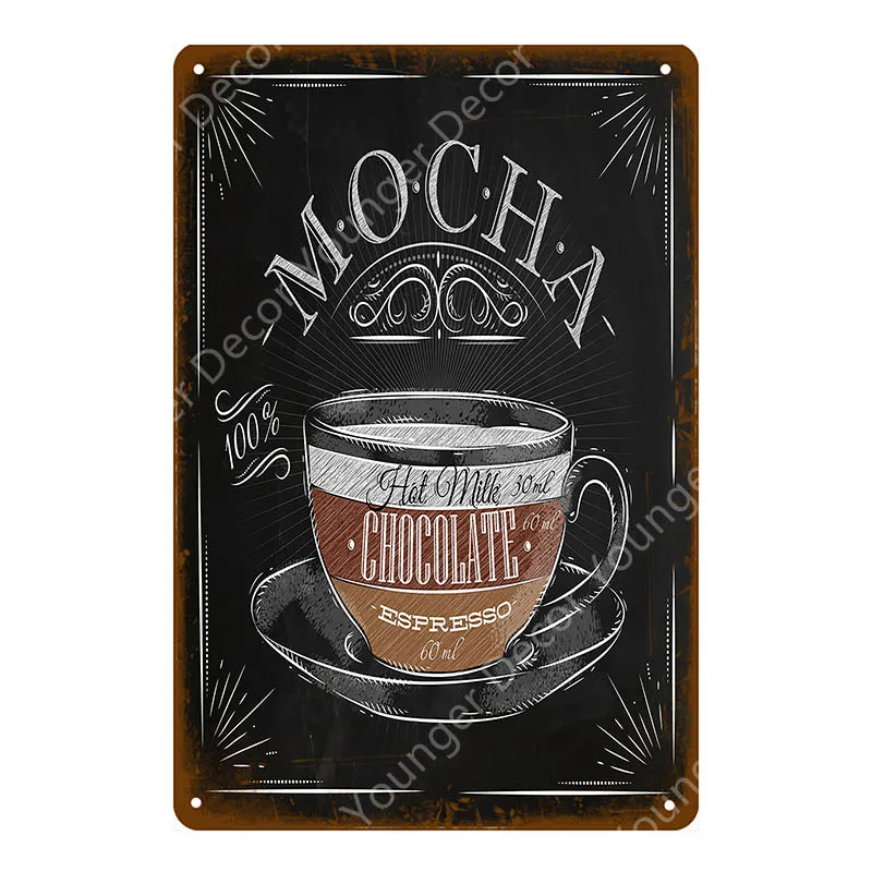 Кофе плакат со льдом чай металлические знаки мокко эспрессо Glace латте молоко Настенная роспись табличка для бара клуб Кафе Магазин домашний декор YI-107 - Цвет: YD3760EI