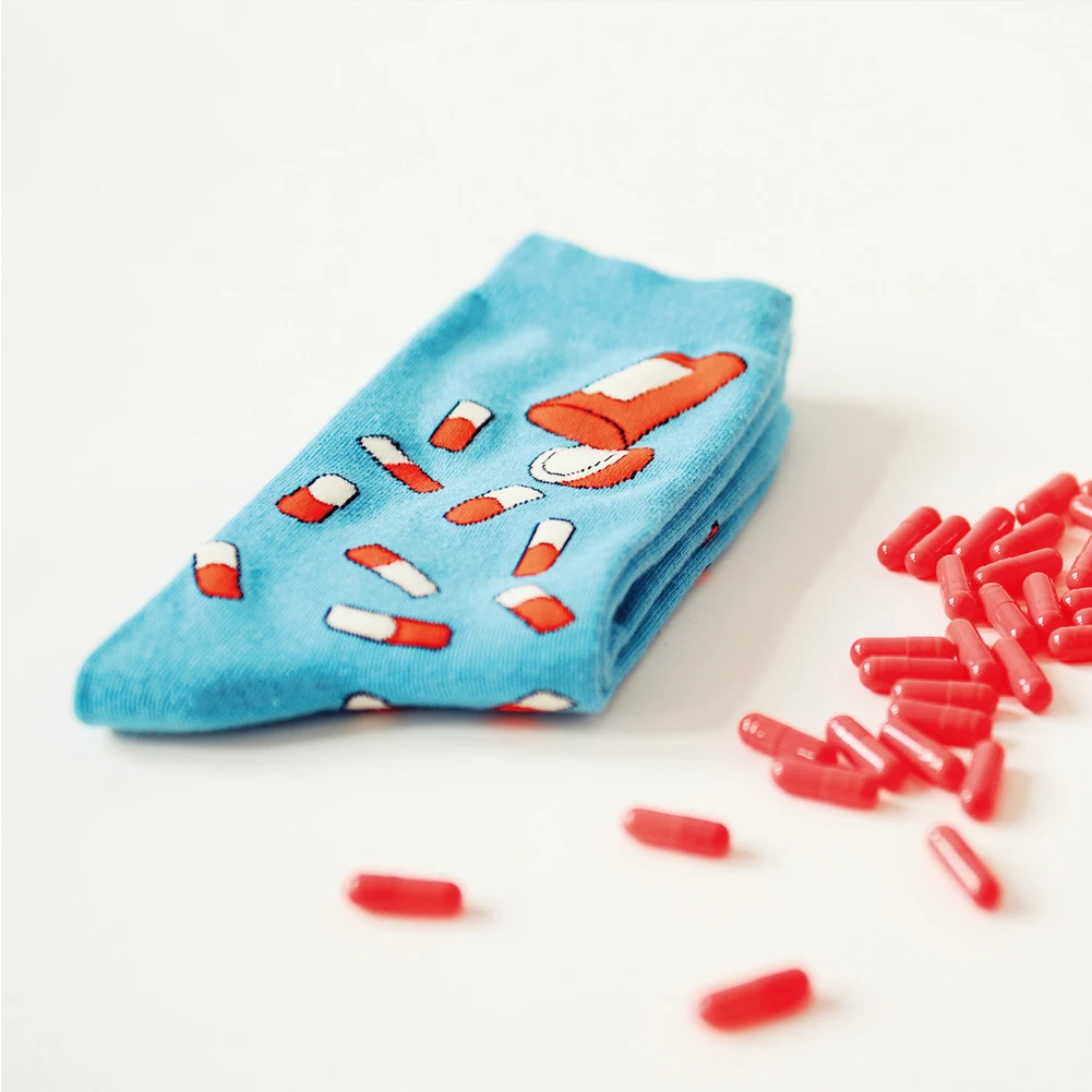 New High quality Unisex Cute Soft Breathable Socks With s Pattern Printed Couples Blue Cotton Socks