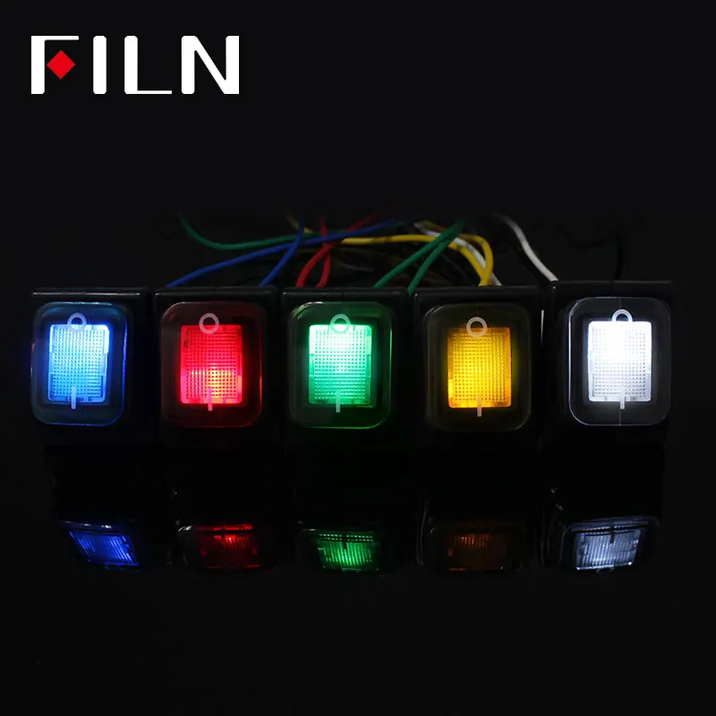 ON-OFF 30A/250V Heavy Duty 4 Pin DPST IP67 Sealed Waterproof T85 Auto Boat Marine Toggle Rocker Switch with LED 12V 220V 30x22