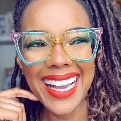 Vintage Cat Eye Womans Transparent Glasses Clear Ocean Lenses Oversized Women Anti Blue Light Glasses Protection Eyeglasses 2022