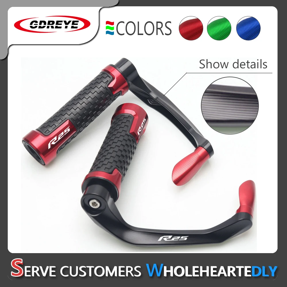 7/8 "22Mm Moto Alluminio Gomma Manubrio Manopole Gel Per Yamaha Yzf R125 Logo R125