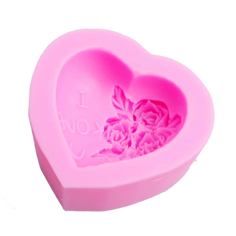 Heart Shape Flower Soap Mold I Love U Silicone Soap Making Mould Romantic Aroma Mold For Lover Gifts Cake Decorating Tools