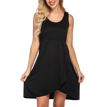 

Summer Maternity Breastfeeding Dress Sleeveless Boat Neck Dresses For Pregnant Women Nursing Pregnancy Clothing Sundress D30