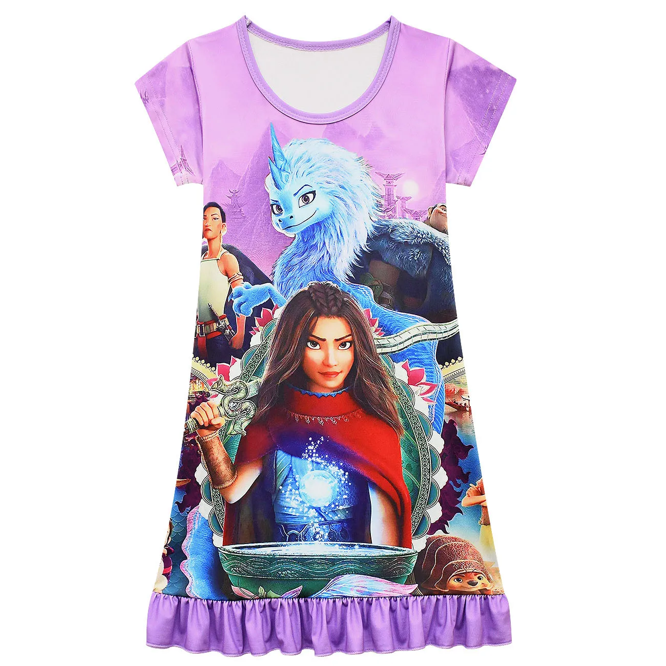 Raya And The Last Dragon Kids Dresses For Girls Clothes Princess Birthday Party Dresses 2021 Summer Children Cartoon Clothing
