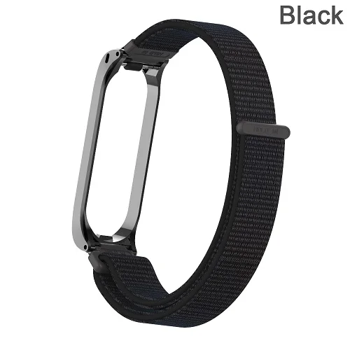 Для mi band 4 сменный браслет на запястье нейлоновый волоконный ремешок дышащий для Xiaomi mi Band 4 3 фитнес-трекер прочный - Цвет: Черный