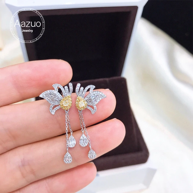 Pendientes mariposa de oro blanco y diamantes