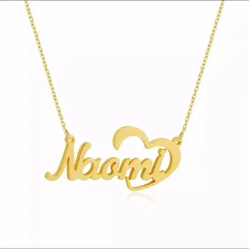

2020 New Name Necklace jewelry Gold Color Stainless Steel Custom Necklaces for Women hollow Gift Nameplate Pendant Choker BFF
