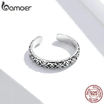 

bamoer GXR657 Vintage European Pattern Adjustable Finger Rings for Women and Men 925 Sterling Silver Punk Style Jewelry