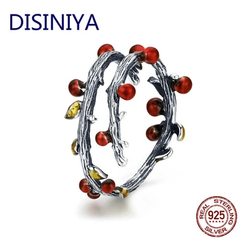 

DISINIYA Real 925 Sterling Silver Autumn Withered Tree Leaves Adjustable Finger Rings for Women Wedding Ring Jewelry JSCR28442