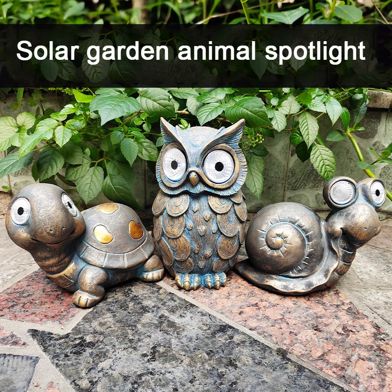 

Pastoral style garden animal solar light outdoor courtyard owl ornaments tortoise snail LED decorative courtyard solar light