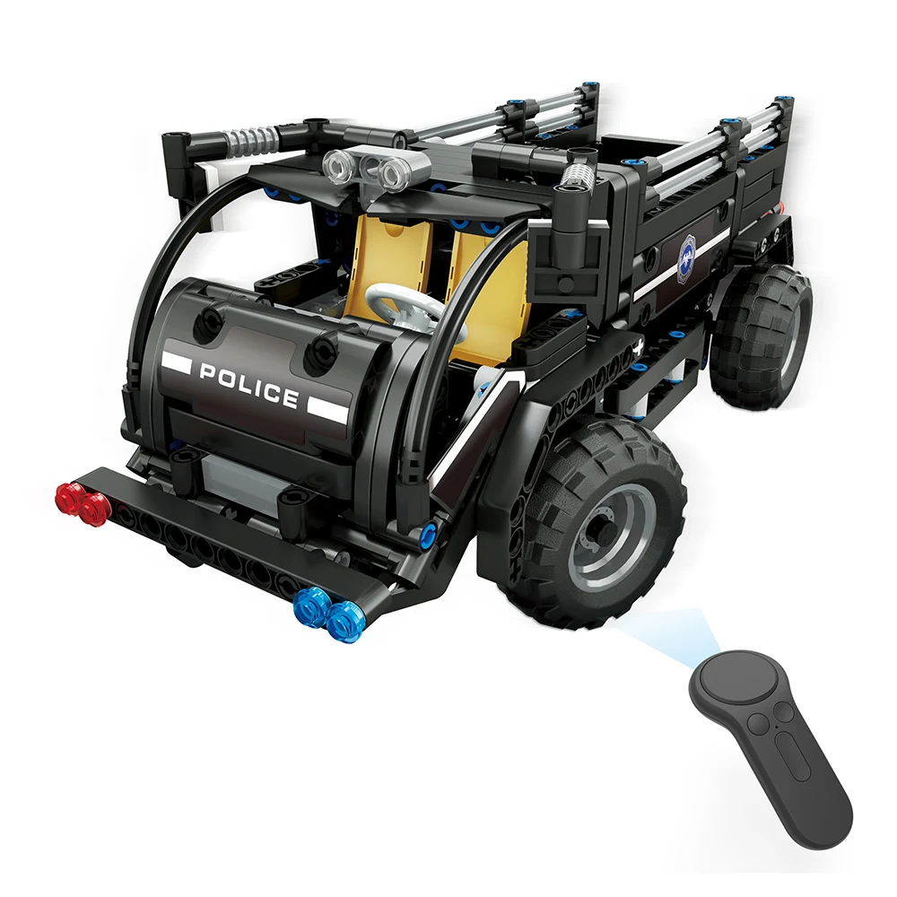 

DIY Assembled Remote Control Car 2.4G Four-Way Swat Vehicle Assembling Blocks Electric Special Police Personnel Carrier RC Cars