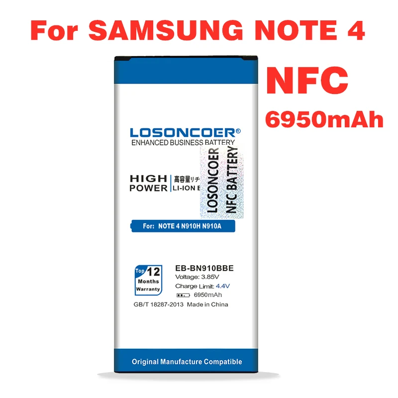 6950 мА/ч, EB-BN910BBE NFC для samsung Galaxy Note 4 Аккумулятор NFC Note4 N910H N910A N910C N910U N910F N910FQ SCL24 N910X