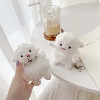 

Cute Stereo Fluffy Sheep Headset Case For Apple AirPods 1 2 3 Bluetooth Soft Fuzzy Cover For Air Pods Pro Wireless Earphone Capa