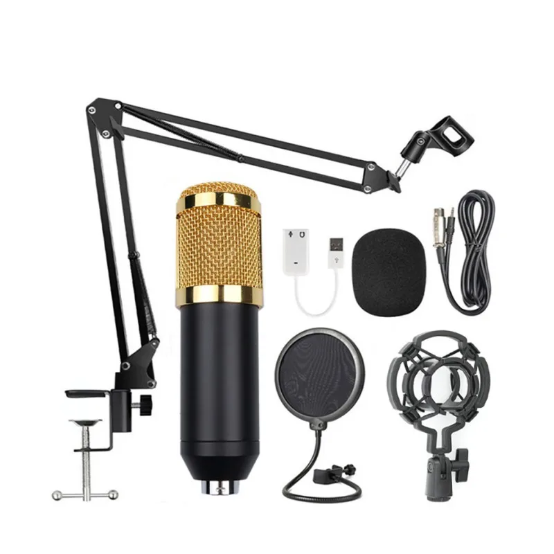 

Condenser Audio 3.5mm Wired Studio Microphone Vocal Recording KTV Karaoke Microphone Set Mic W/Stand For Computer