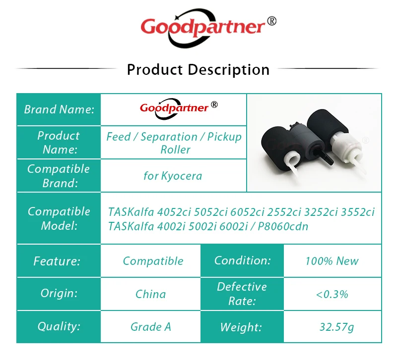 Captador Rolo de Alimentação para Kyocera 4002i 5002i 6002i 4052ci 5052ci 6052ci 2552ci 3252ci 3552ci 5x 302n406030 302nd94340 302nd94350 - Imagem 4