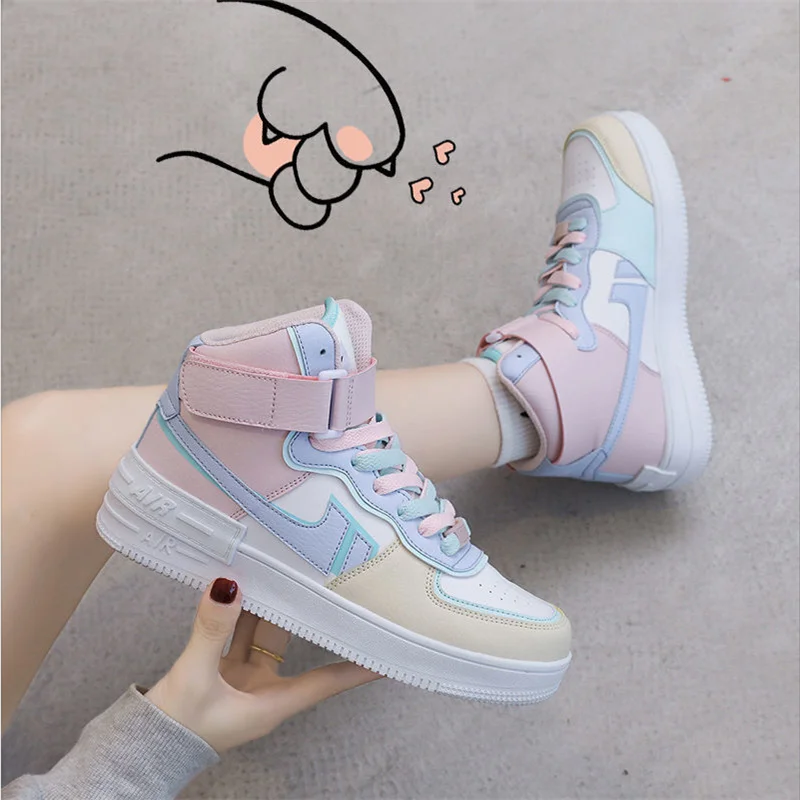 Zapatillas de deporte de alta calidad para mujer, zapatos informales con plataforma aumentada a la moda, sin decoración, para otoño e invierno, 2021