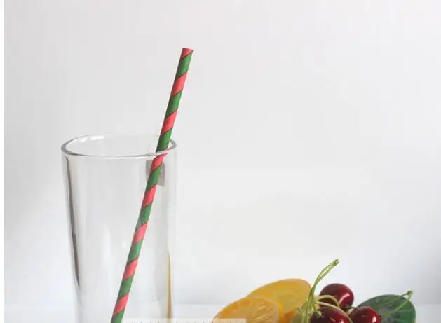 100pcs Stripe Paper Straw Disposable Drinking Straw Biodegradable Straw Christmas Birthday Party Decorations Kids Party Supplies
