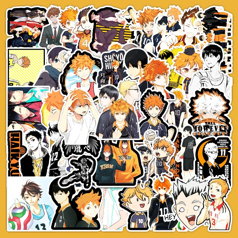52 листа/набор Японское Аниме Haikyuu! Наклейка с граффити из мультфильма Super fire