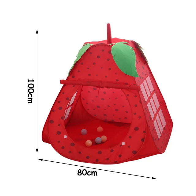 Play Tent Portable Foldable Folding Tent Children Cubby Strawberry Play House Ball Pit Pool Kids Gifts Outdoor Indoor Toy Tents 6