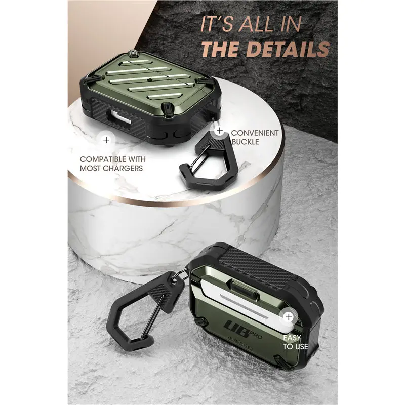 Supcase-ub Pro Case para Airpods Pro Corpo Inteiro Capa Protetora Robusta Mosquetão para Apple2023 - Image 5