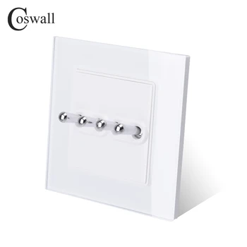 

Coswall Simple Fashion Crystal Tempered Glass Frame 4 Gang 1 Way Toggle Switch Light Switch On / Off Wall Switch 16A AC 250V