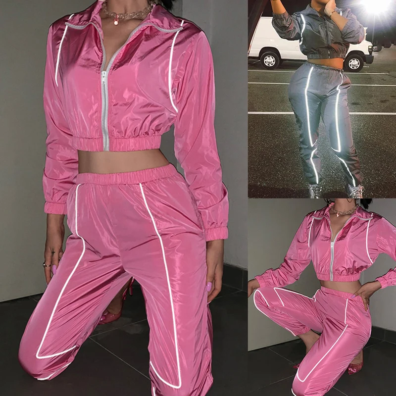 

2020 Sporty Female's Tracksuit Hooded Short Top Long Pants Suits Two Piece Set Female Running Sports Clothes Set