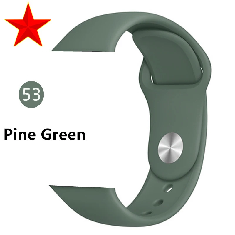 Pine Green 53 Силиконовый ремешок для apple watch 5 4 band correa apple watch 44 мм 40 мм 42 мм 38 мм iwatch 5 4 3 2 1 Спортивный Браслет - Цвет ремешка: Pine Green 53