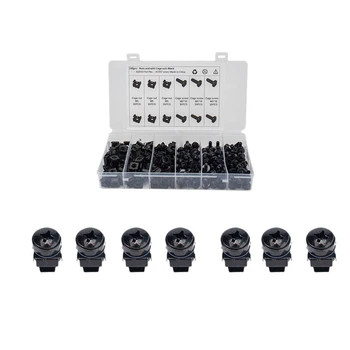 

100Pcs M5 12mm Nuts and Screw Screw with Cage Nuts Black for Server Rack Cabinet Rack Mount Screws and Square Nuts
