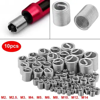 

10pcs Whorl Screw Holes Precision Hardware Silver Stainless Steel Wire Thread Insert Screw Sleeve Wire Screw Sleeve Practical