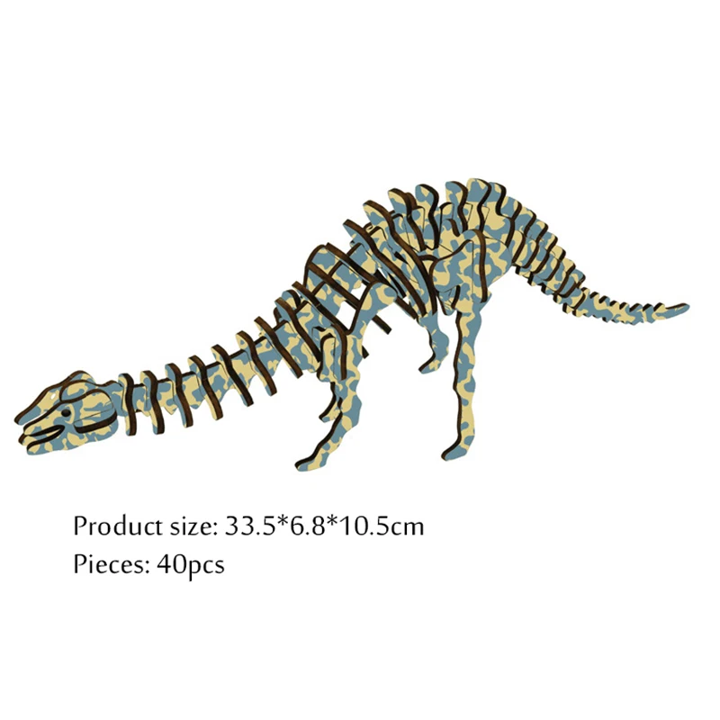 Wooden Dinosaur Toys Buliding Bricks Wooden Constructor Educational Toys for Kids 3D DIY Puzzle Model