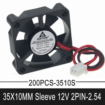

200pcs Gdstime 3510 sleeve 12V 2Pin 35mm 35x35x10mm Small DC Computer Laptop Cooling Cooler axial Fan