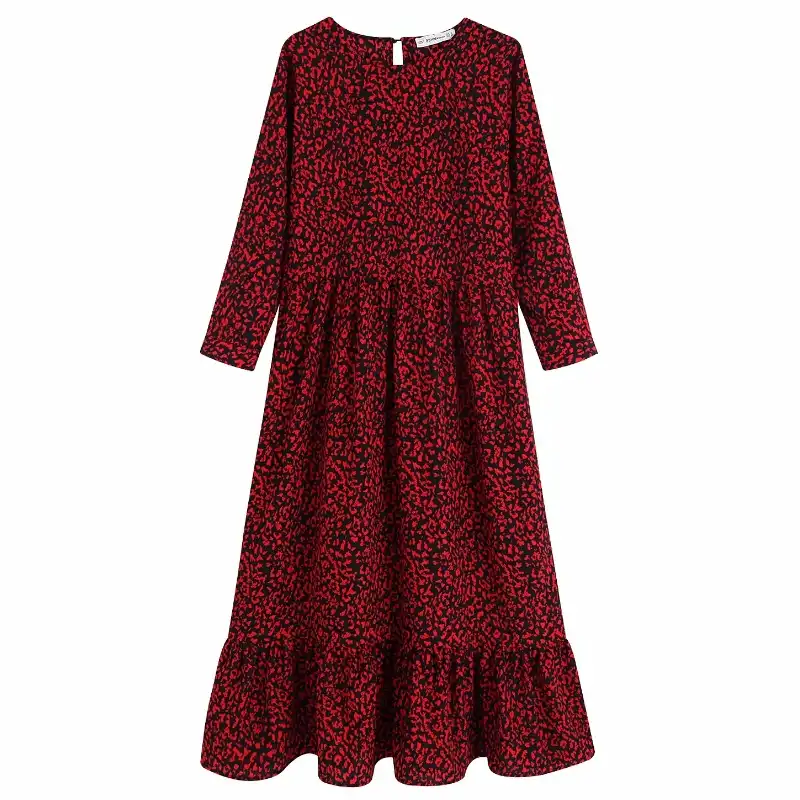 pleated ruffle midi dress