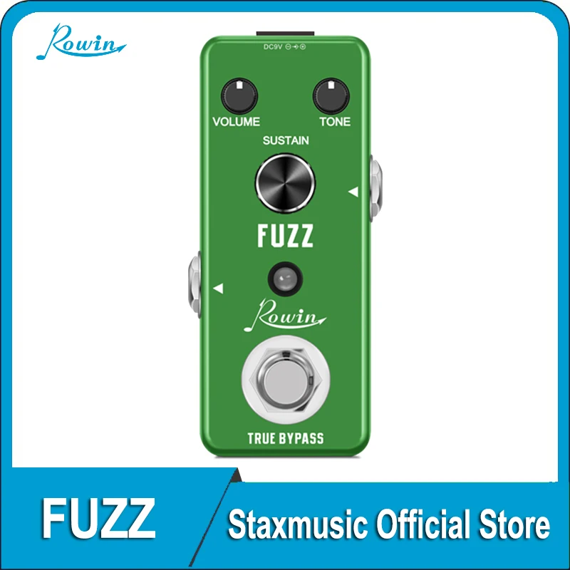Rowin LEF-306 Fuzz Pedal For Electric Guitar & Bass Traditional Fuzz Effect, Plump And Rich Under Full Metal Shell True Bypass
