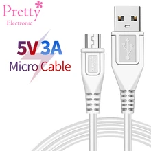  Micro USB Data Cables 3A Fast Charging Data Transmission Microusb Smart Mobile Phone Cord White Wire 1m 1.5m 2m For Telephone 