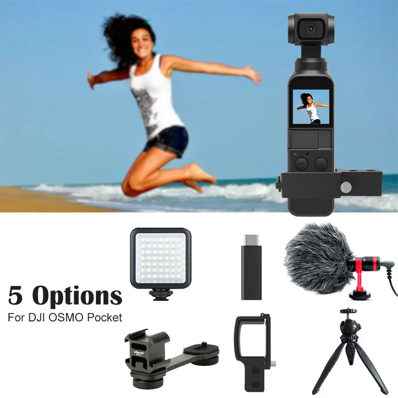 

5 Options Kits Extension Mount Microphone 3.5mm Mic Adapter Mini Desk Tripod Pt-3 Gimbal Mount For DJI OSMO Pocket Accessories